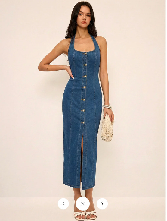 Commense Dresses & Skirts - NWT Commense Denim Halter Button Front Maxi Dress Sz M